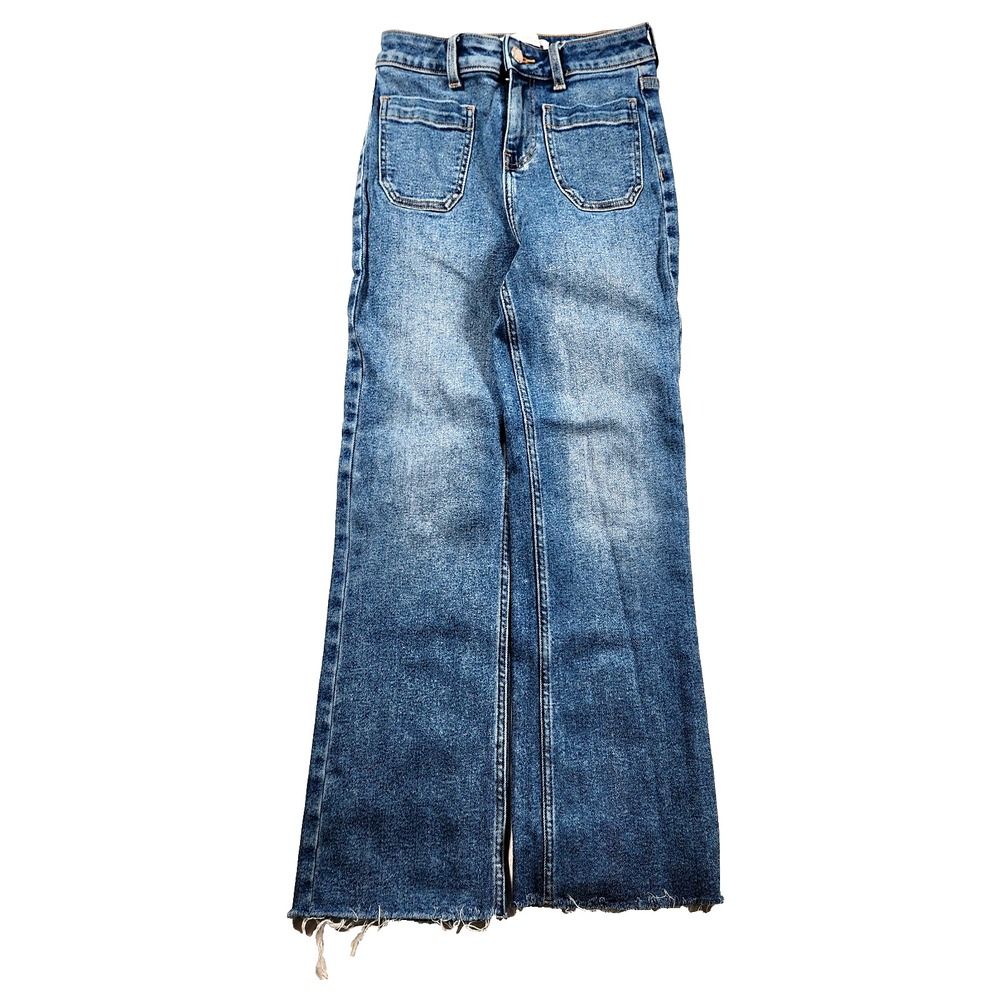 Zara Jeans Womens 0 W24 High Waisted Mini Flare Jeans Baggy Wide Leg Y2K
